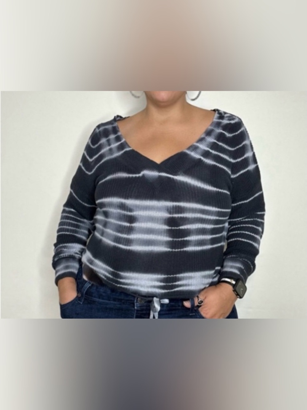 Gabrielle Union for NY&Co Off Shoulder Tie Dyed Knit Sweater